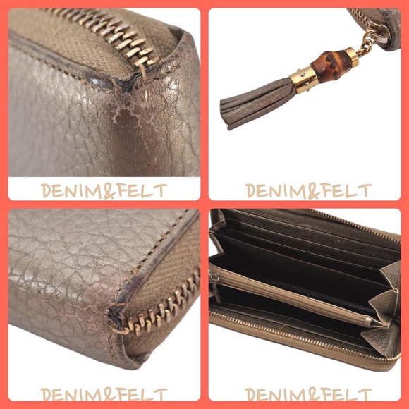 🤎GUCCI Bamboo Tassel Gold/Tan Leather Long Zip Around Wallet/Purse | PRELOVED🤎 - Picture 15 of 16